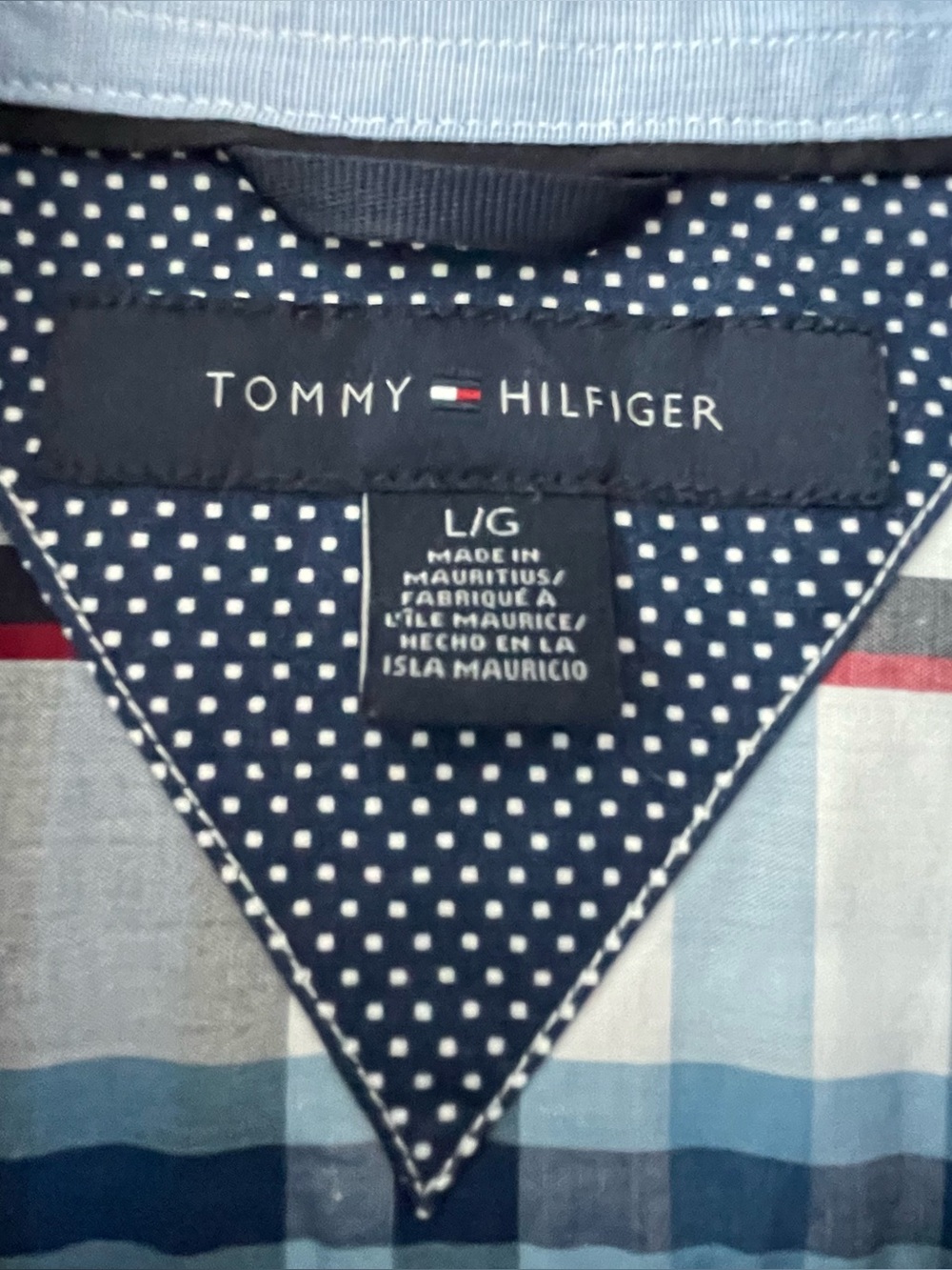 Tommy Hilfiger Navy & White Plaid Short-Sleeve Button-Down Shirt Men’s L NWOT - Picture 10 of 12